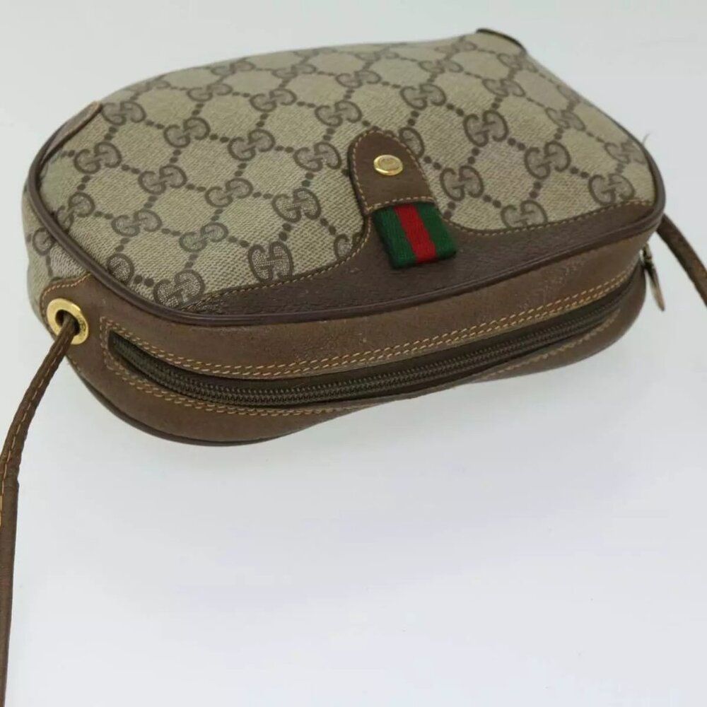 GUCCI GG Supreme Web Sherry Line Shoulder Bag PVC Beige authentic - Picture 9 of 15